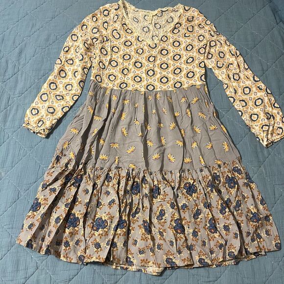 Matilda Jane Dresses & Skirts - Boho Patchwork Long Sleeve Peasant Dress – Small